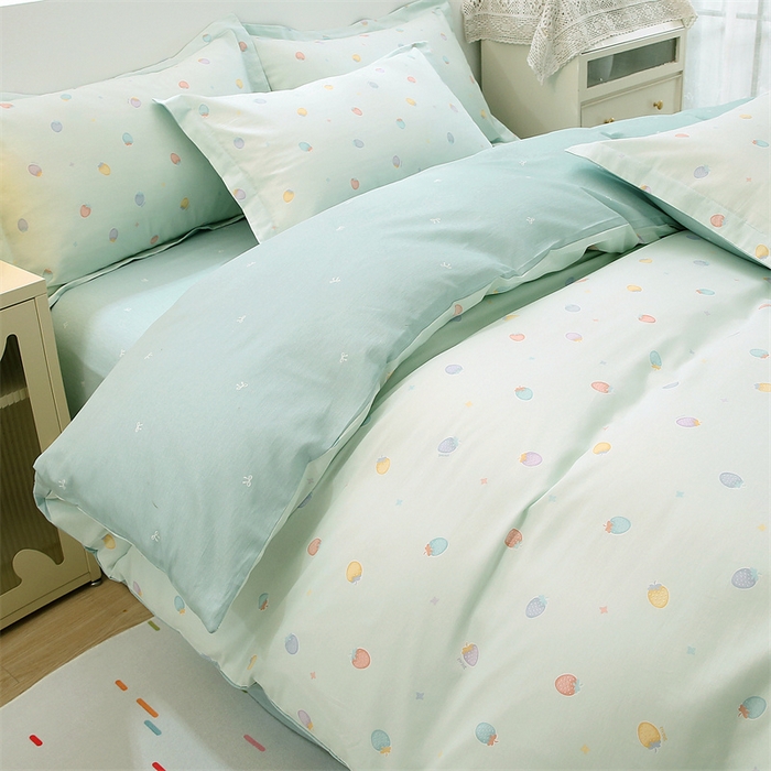 91家纺网 家纺一手货源 找家纺 织写 2026新款A类单件被套  单被套全棉纯棉 12868  预留缩水尺寸 可可布蕾-绿