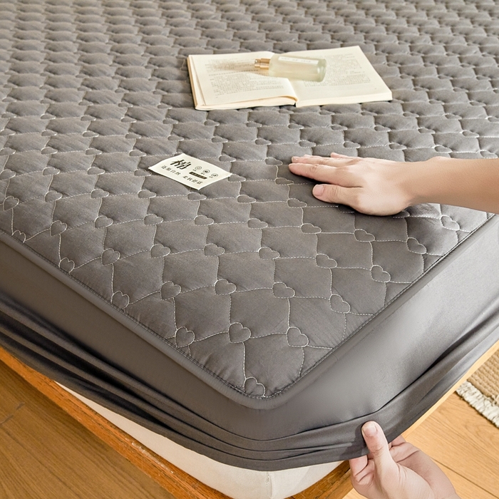 91家纺网 家纺一手货源 找家纺 邵依家纺 2026新款A类加厚纯棉夹棉全棉床笠13372提供买家秀 爱心-石墨灰