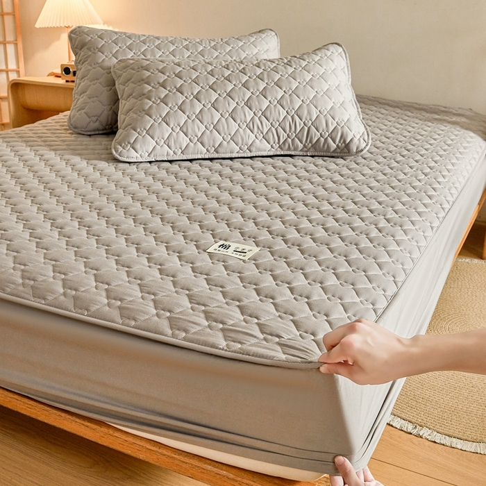 91家纺网 家纺一手货源 找家纺 邵依家纺 2026新款A类加厚纯棉夹棉全棉床笠13372提供买家秀 爱心-烟雾灰