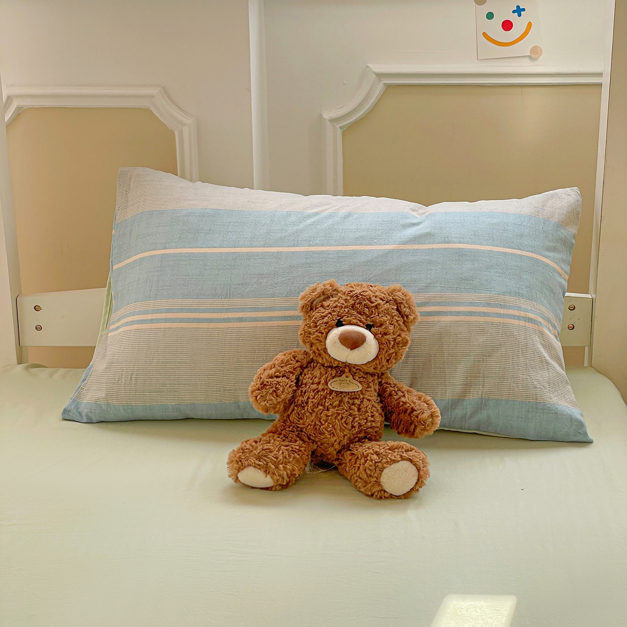 91家纺网 家纺一手货源 找家纺 纽缦家纺 2026新款水洗棉简约格子风学生床套件系列 淡香-兰