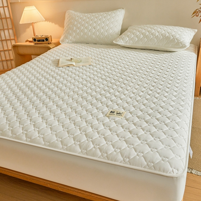 91家纺网 家纺一手货源 找家纺 邵依家纺 2026新款A类加厚纯棉夹棉全棉床笠13372提供买家秀 爱心-珍珠白