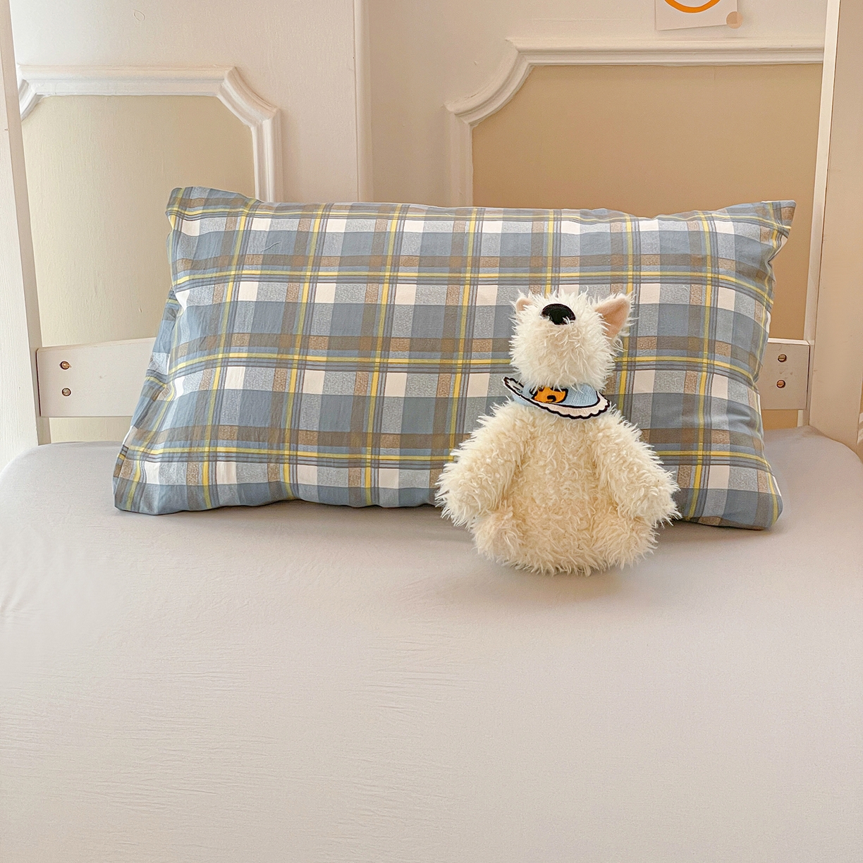 91家纺网 家纺一手货源 找家纺 纽缦家纺 2026新款水洗棉简约格子风学生床套件系列 简意