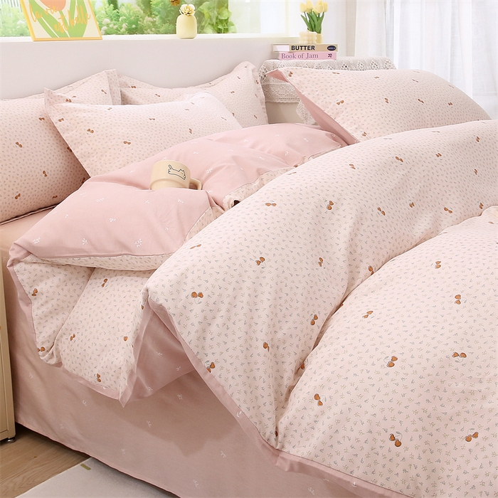 91家纺网 家纺一手货源 找家纺 织写 2026新款A类单件被套  单被套全棉纯棉 12868  预留缩水尺寸 轻颜-粉