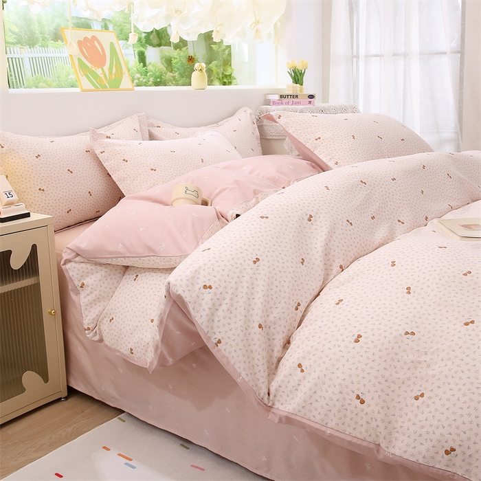 91家纺网 家纺一手货源 找家纺 织写 2026新款A类单件被套  单被套全棉纯棉 12868  预留缩水尺寸 轻颜-粉