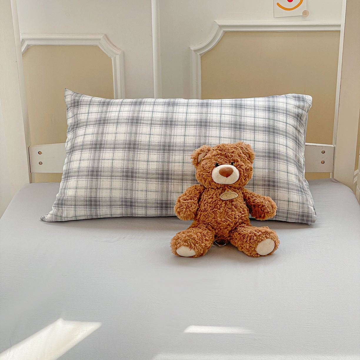 91家纺网 家纺一手货源 找家纺 纽缦家纺 2026新款水洗棉简约格子风学生床套件系列 暮春