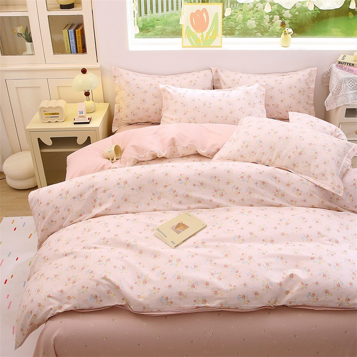 织写 2026新款A类单件被套  单被套全棉纯棉 12868  预留缩水尺寸 柔光浅语-粉