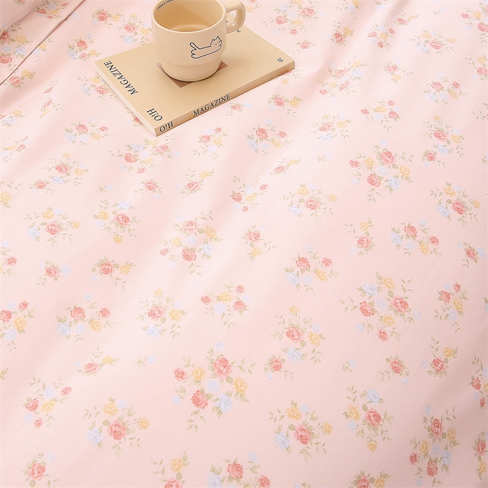 91家纺网 家纺一手货源 找家纺 织写 2026新款A类单件被套  单被套全棉纯棉 12868  预留缩水尺寸 柔光浅语-粉