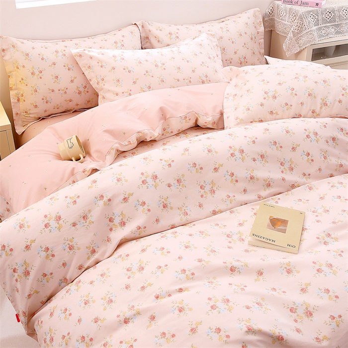 91家纺网 家纺一手货源 找家纺 织写 2026新款A类单件被套  单被套全棉纯棉 12868  预留缩水尺寸 柔光浅语-粉