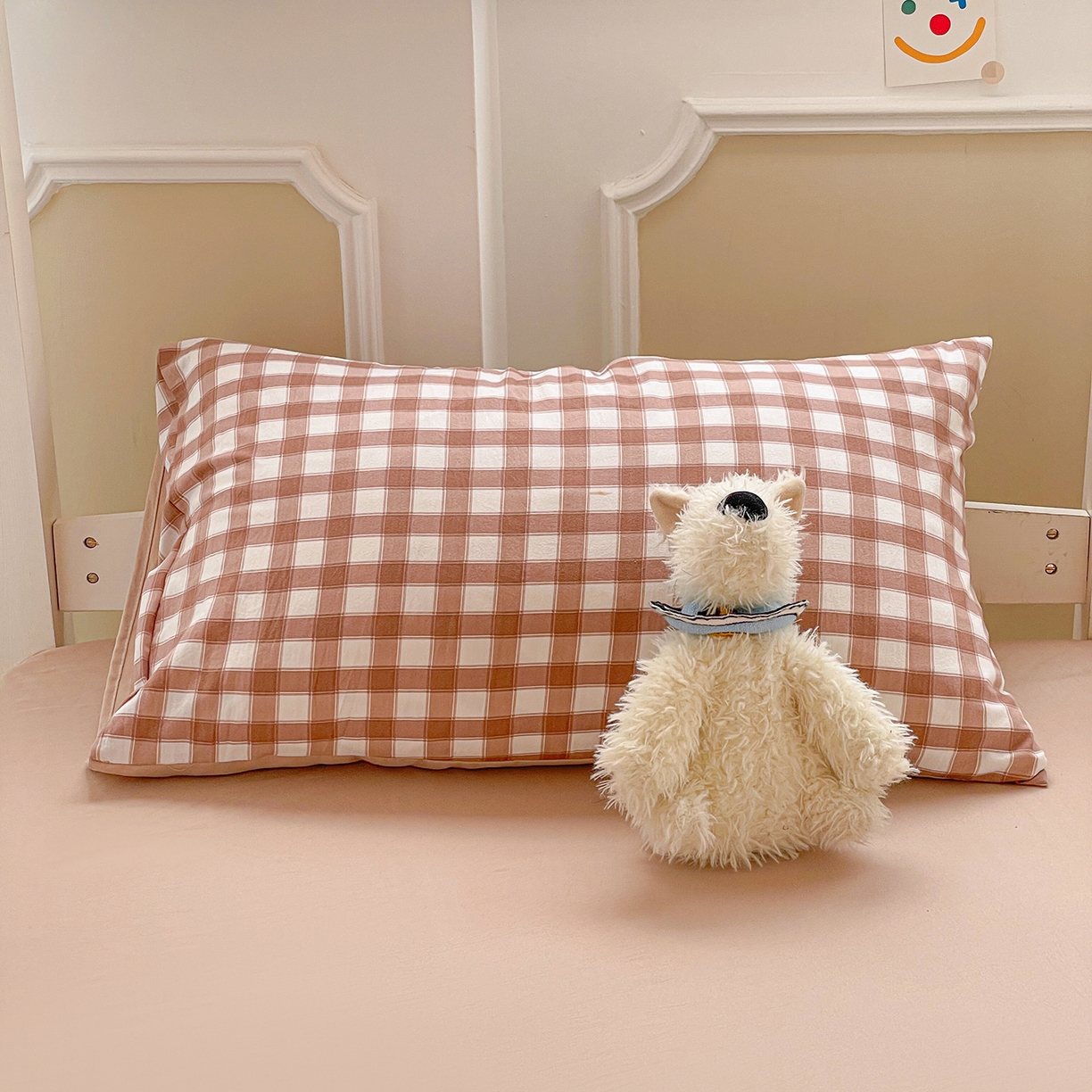 91家纺网 家纺一手货源 找家纺 纽缦家纺 2026新款水洗棉简约格子风学生床套件系列 朴雅