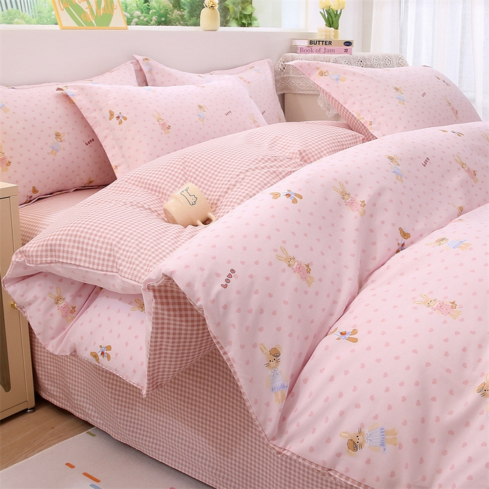 91家纺网 家纺一手货源 找家纺 织写 2026新款A类单件被套  单被套全棉纯棉 12868  预留缩水尺寸 童趣多多-粉