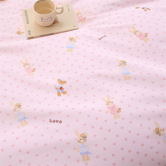 91家纺网 家纺一手货源 找家纺 织写 2026新款A类单件被套  单被套全棉纯棉 12868  预留缩水尺寸 童趣多多-粉