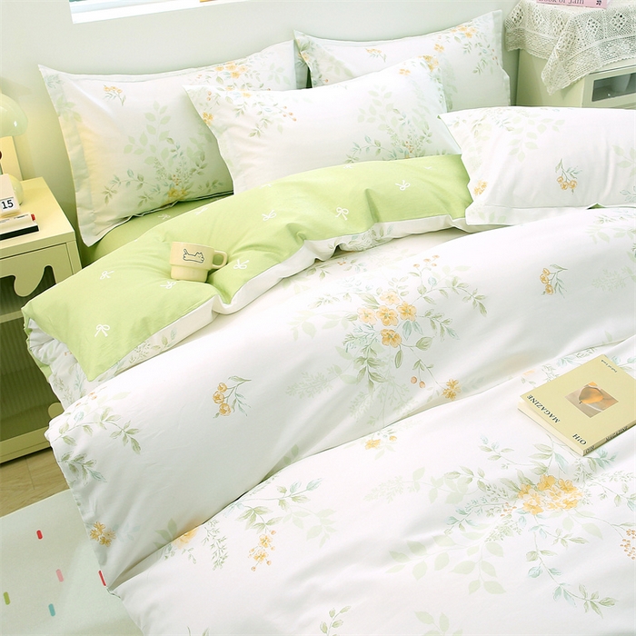 91家纺网 家纺一手货源 找家纺 织写 2026新款A类单件被套  单被套全棉纯棉 12868  预留缩水尺寸 晚晴-绿