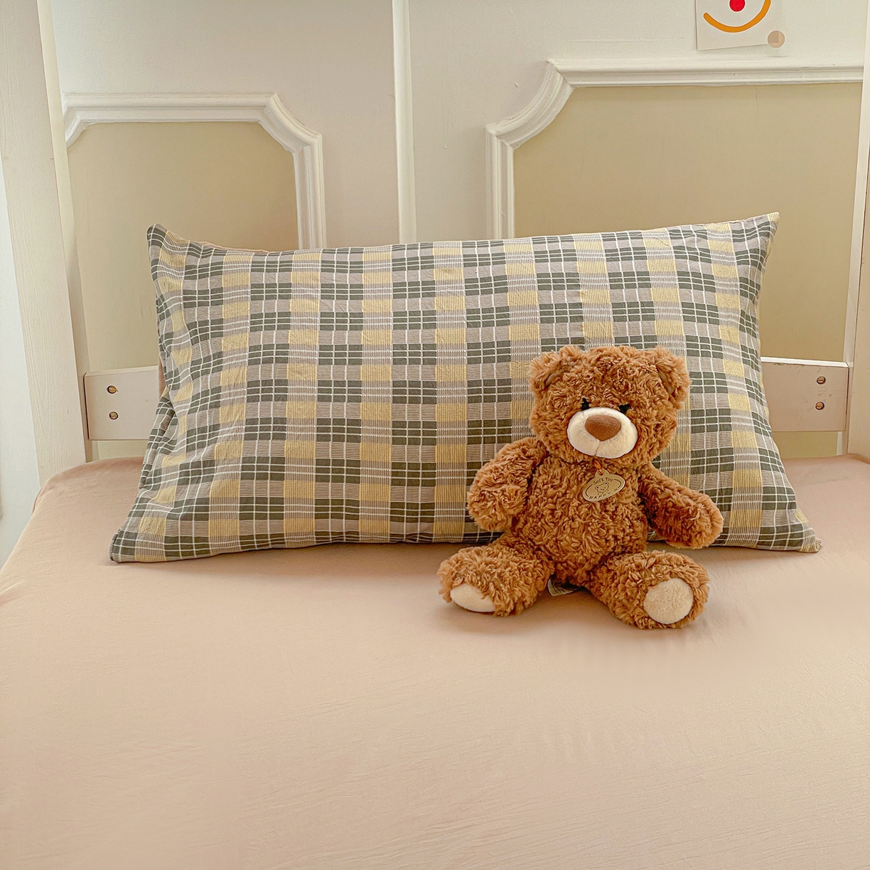 91家纺网 家纺一手货源 找家纺 纽缦家纺 2026新款水洗棉简约格子风学生床套件系列 云初