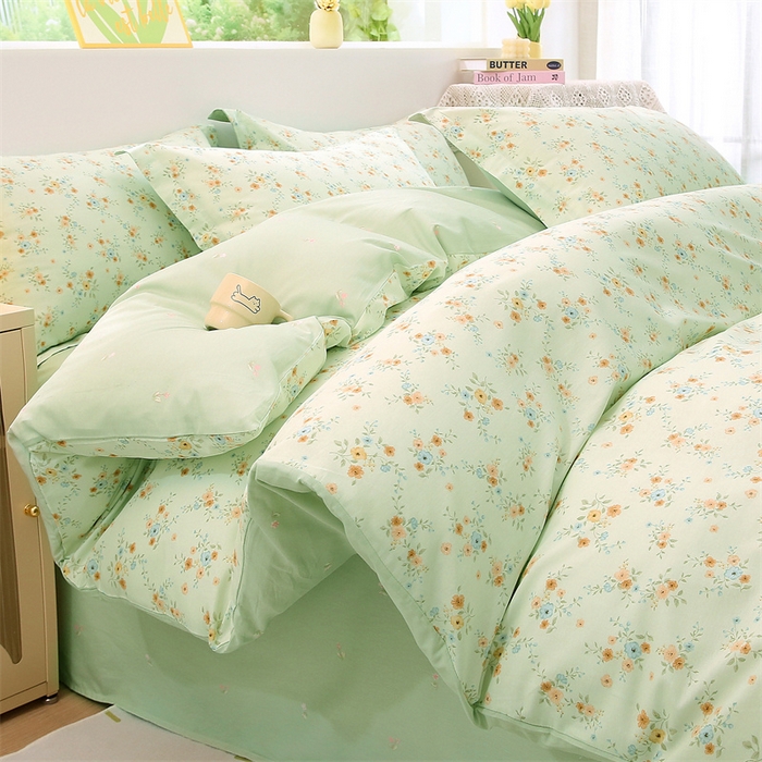 91家纺网 家纺一手货源 找家纺 织写 2026新款A类单件被套  单被套全棉纯棉 12868  预留缩水尺寸 乡间漫步-绿