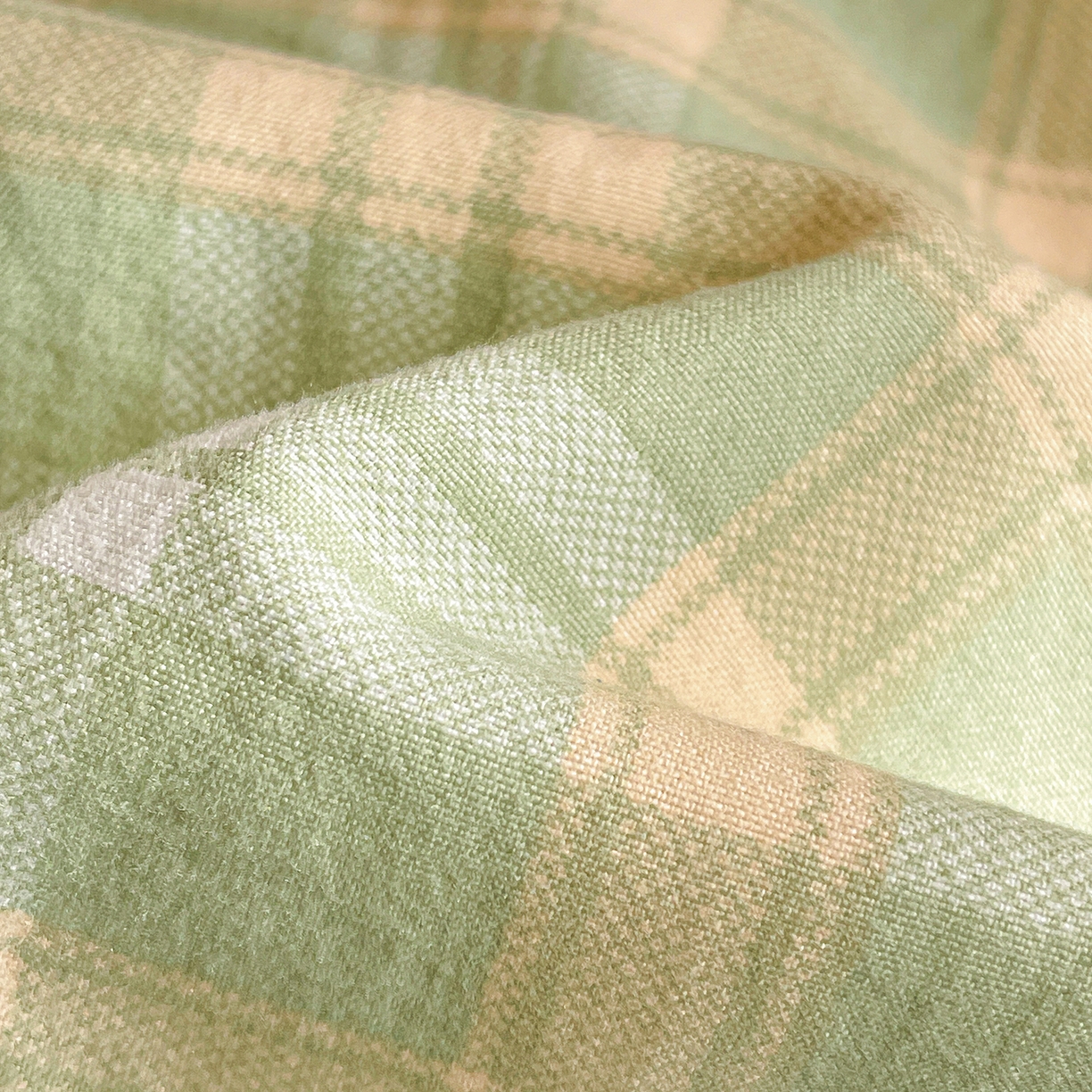 91家纺网 家纺一手货源 找家纺 纽缦家纺 2026新款水洗棉简约格子风学生床套件系列 朱颜-绿