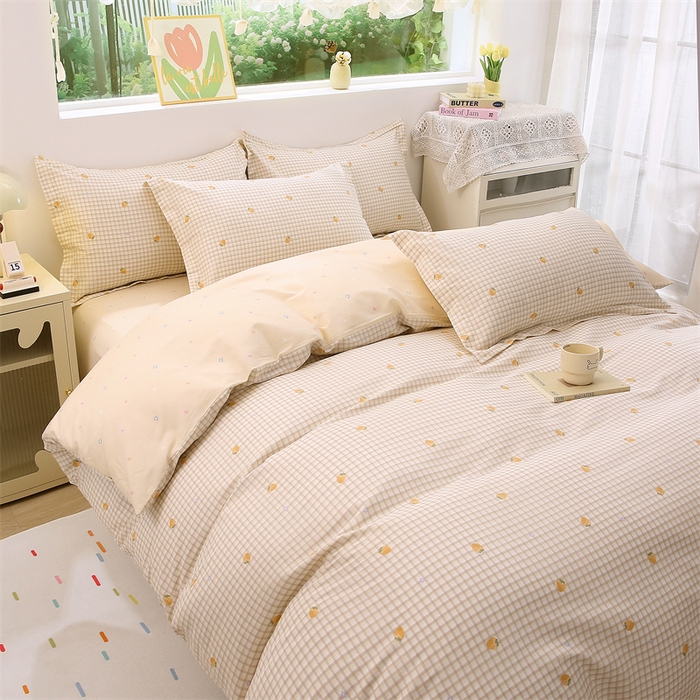 91家纺网 家纺一手货源 找家纺 织写 2026新款A类单件被套  单被套全棉纯棉 12868  预留缩水尺寸 小萝莉-桔