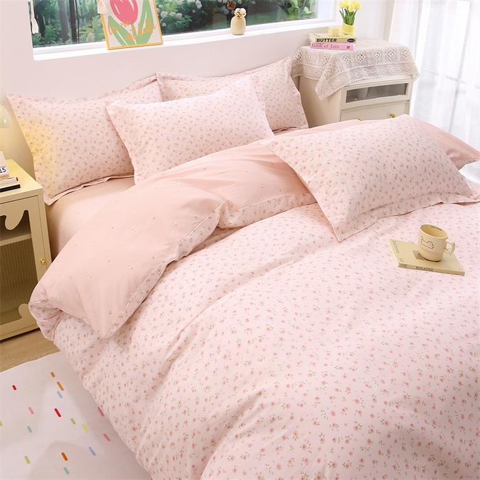 91家纺网 家纺一手货源 找家纺 织写 2026新款A类单件被套  单被套全棉纯棉 12868  预留缩水尺寸 昕薇花园-粉