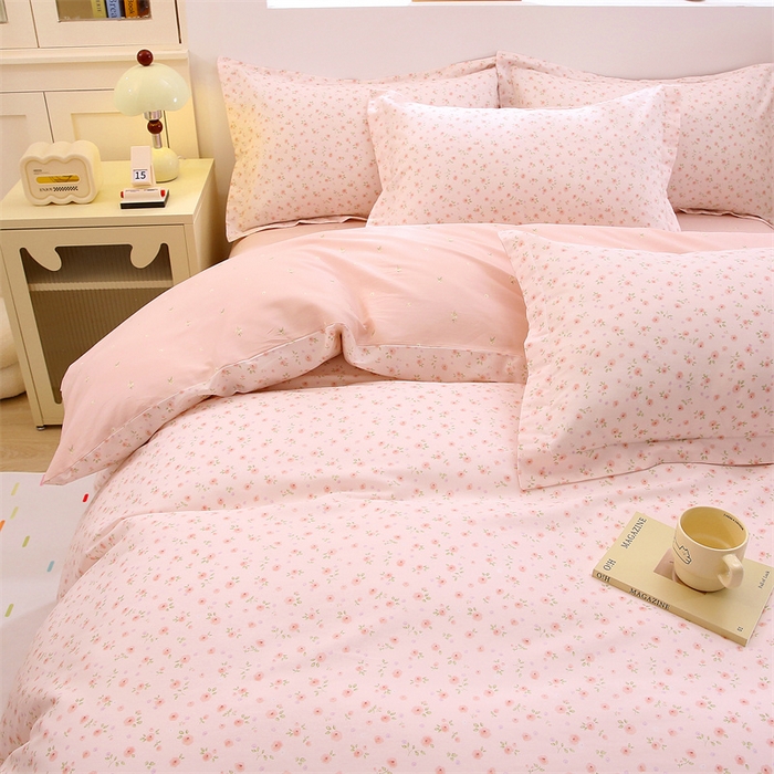 91家纺网 家纺一手货源 找家纺 织写 2026新款A类单件被套  单被套全棉纯棉 12868  预留缩水尺寸 昕薇花园-粉