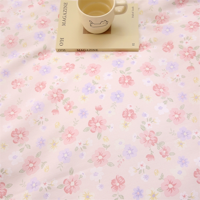 91家纺网 家纺一手货源 找家纺 织写 2026新款A类单件被套  单被套全棉纯棉 12868  预留缩水尺寸 绚烂花朵-粉