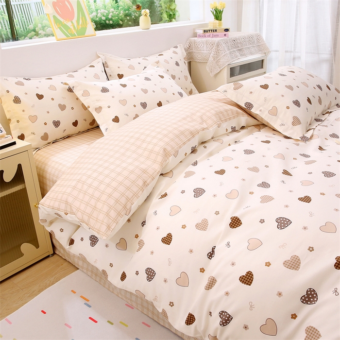 91家纺网 家纺一手货源 找家纺 织写 2026新款A类 四件套纯棉全棉12868    预留缩水尺寸 爱意随风-咖