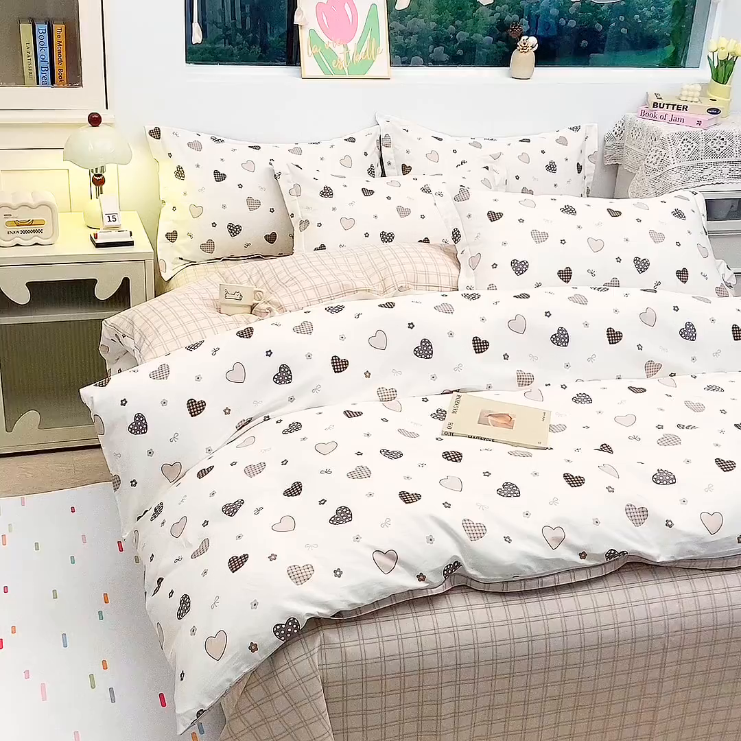 91家纺网 家纺一手货源 找家纺 织写 2026新款A类 四件套纯棉全棉12868    预留缩水尺寸 爱意随风-咖