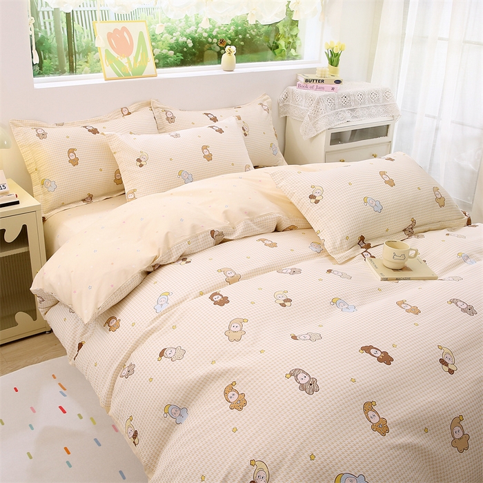 91家纺网 家纺一手货源 找家纺 织写 2026新款A类 四件套纯棉全棉12868    预留缩水尺寸 百变精灵-黄