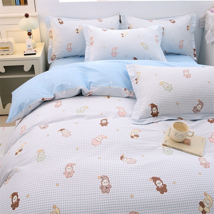 91家纺网 家纺一手货源 找家纺 织写 2026新款A类 四件套纯棉全棉12868    预留缩水尺寸 百变精灵-蓝