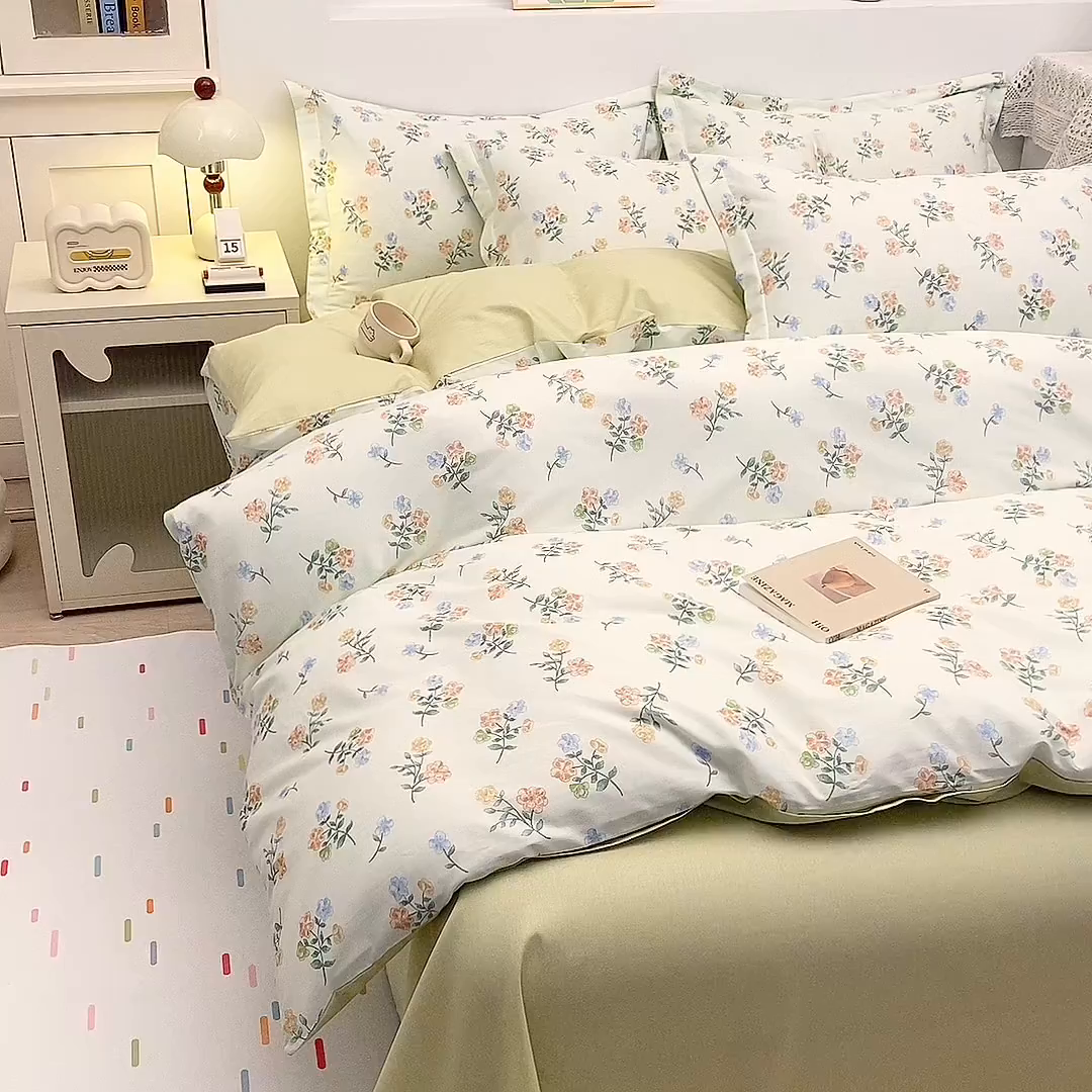 91家纺网 家纺一手货源 找家纺 织写 2026新款A类 四件套纯棉全棉12868    预留缩水尺寸 春恋