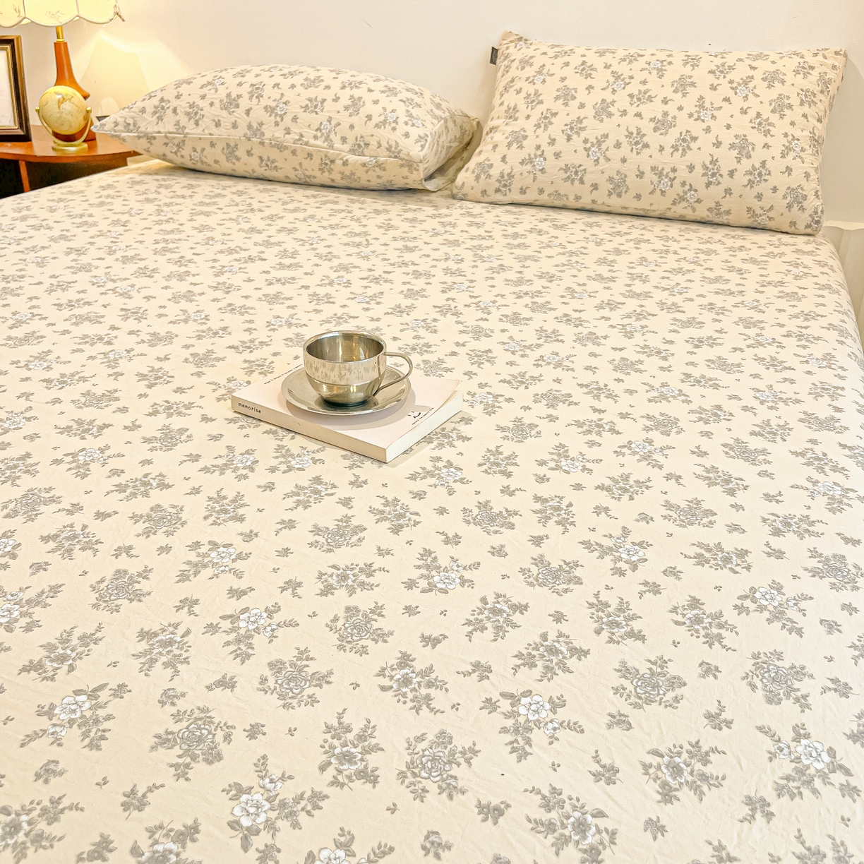 91家纺网 家纺一手货源 找家纺 （总）多乐家纺 2026新款韩系花卉加厚舒柔棉印花单床笠 床笠三件套