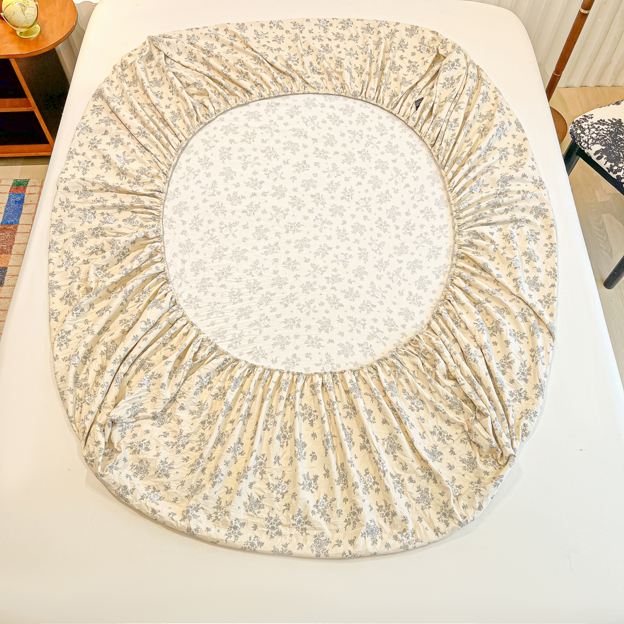 91家纺网 家纺一手货源 找家纺 （总）多乐家纺 2026新款韩系花卉加厚舒柔棉印花单床笠 床笠三件套