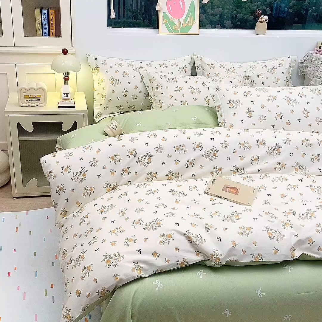 91家纺网 家纺一手货源 找家纺 织写 2026新款A类 四件套纯棉全棉12868    预留缩水尺寸 花叙