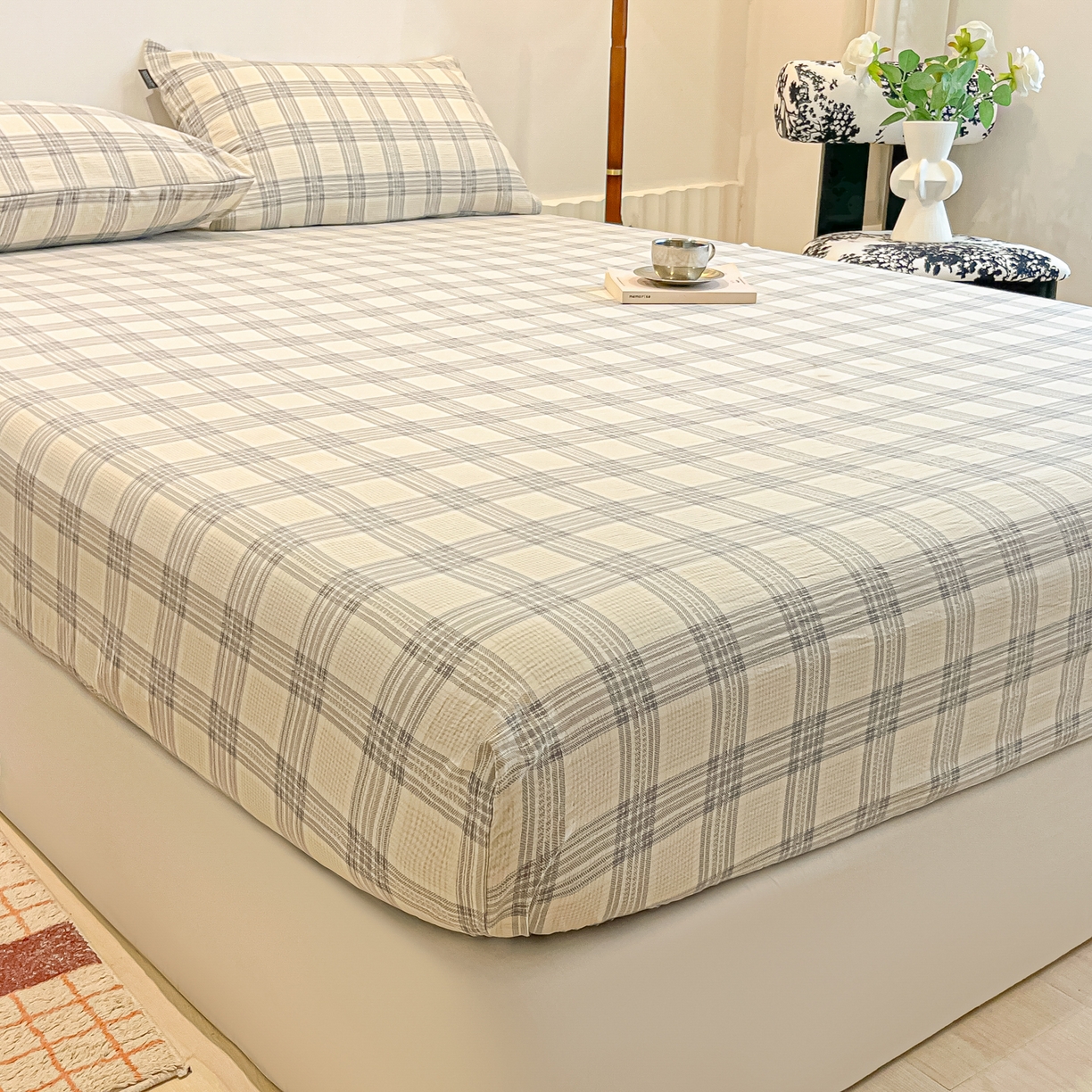 91家纺网 家纺一手货源 找家纺 （总）多乐家纺 2026新款韩系花卉加厚舒柔棉印花单床笠 床笠三件套