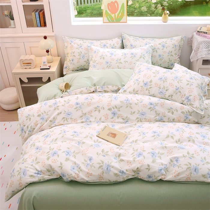 91家纺网 家纺一手货源 找家纺 织写 2026新款A类 四件套纯棉全棉12868    预留缩水尺寸 花遇和风