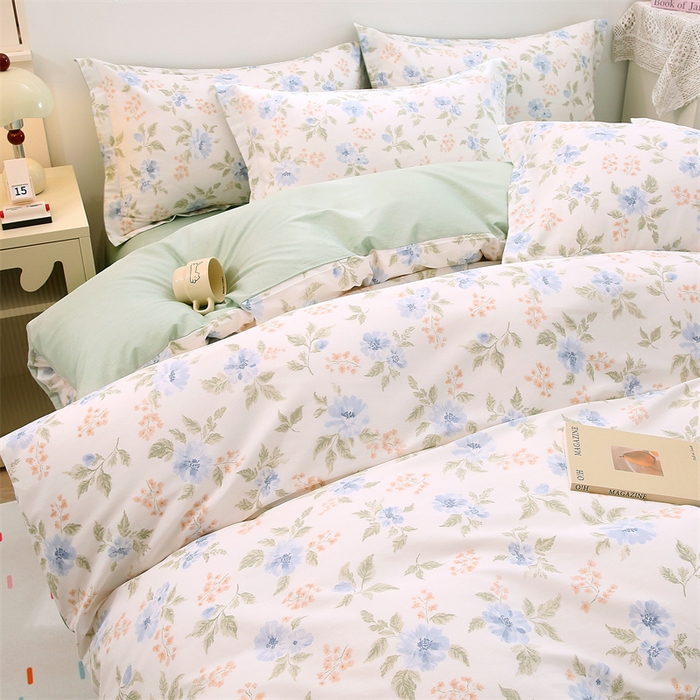 91家纺网 家纺一手货源 找家纺 织写 2026新款A类 四件套纯棉全棉12868    预留缩水尺寸 花遇和风