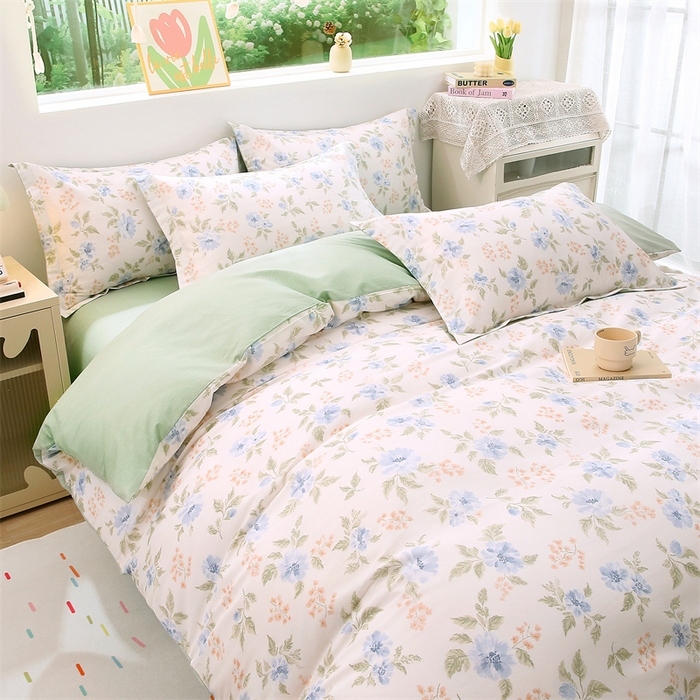 91家纺网 家纺一手货源 找家纺 织写 2026新款A类 四件套纯棉全棉12868    预留缩水尺寸 花遇和风