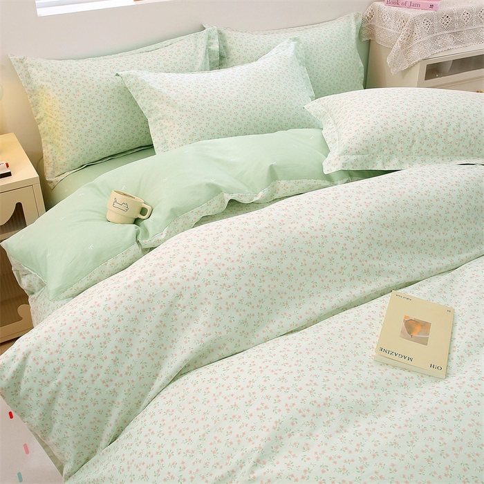 91家纺网 家纺一手货源 找家纺 织写 2026新款A类 四件套纯棉全棉12868    预留缩水尺寸 槿夕-绿
