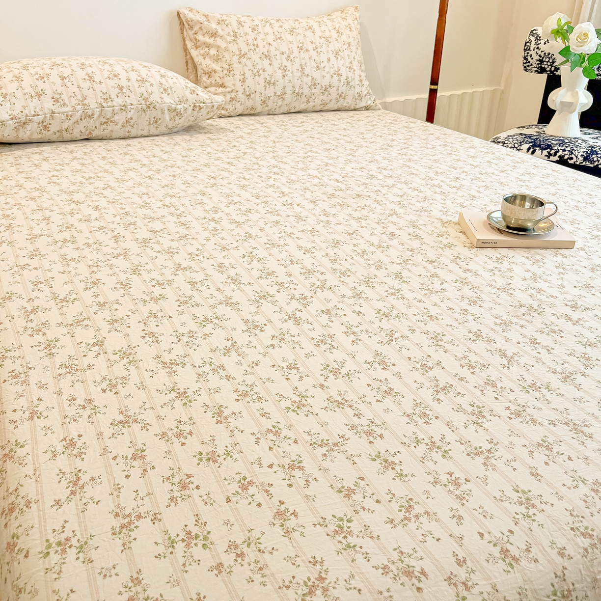 91家纺网 家纺一手货源 找家纺 多乐家纺 2026新款韩系花卉加厚舒柔棉印花单床笠 床笠三件套 春日