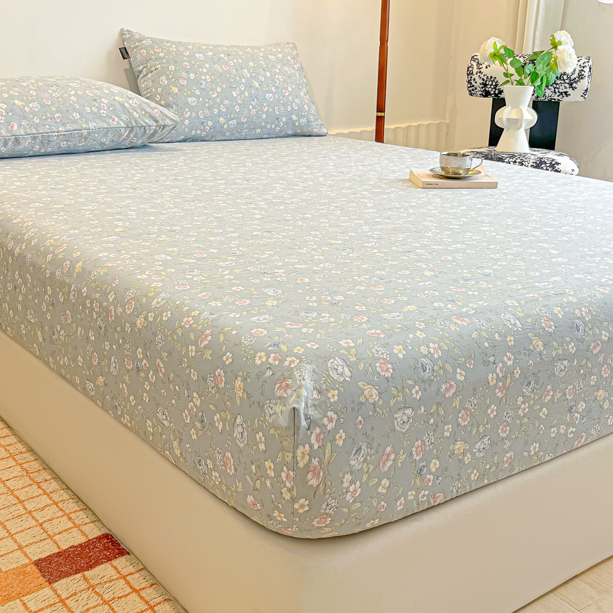 多乐家纺 2026新款韩系花卉加厚舒柔棉印花单床笠 床笠三件套 繁花
