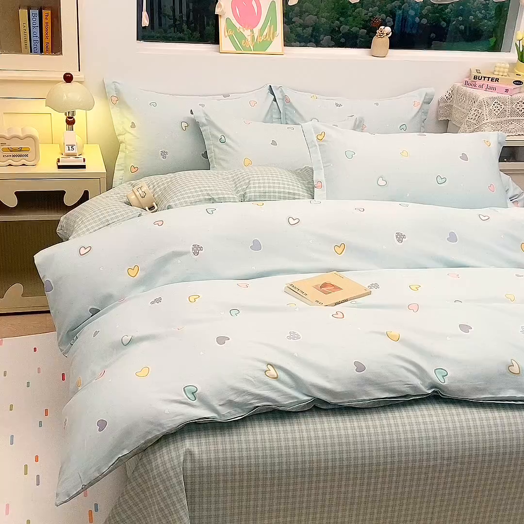 91家纺网 家纺一手货源 找家纺 织写 2026新款A类 四件套纯棉全棉12868    预留缩水尺寸 卡布奇诺-绿