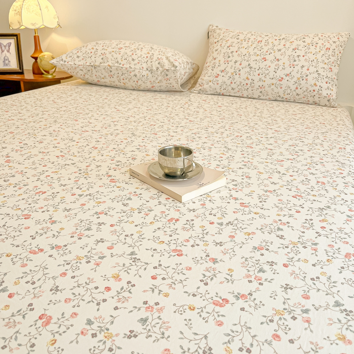 91家纺网 家纺一手货源 找家纺 多乐家纺 2026新款韩系花卉加厚舒柔棉印花单床笠 床笠三件套 玫瑰