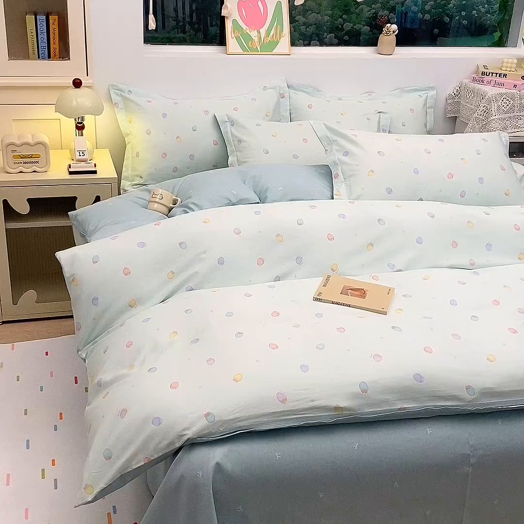 91家纺网 家纺一手货源 找家纺 织写 2026新款A类 四件套纯棉全棉12868    预留缩水尺寸 可可布蕾-绿