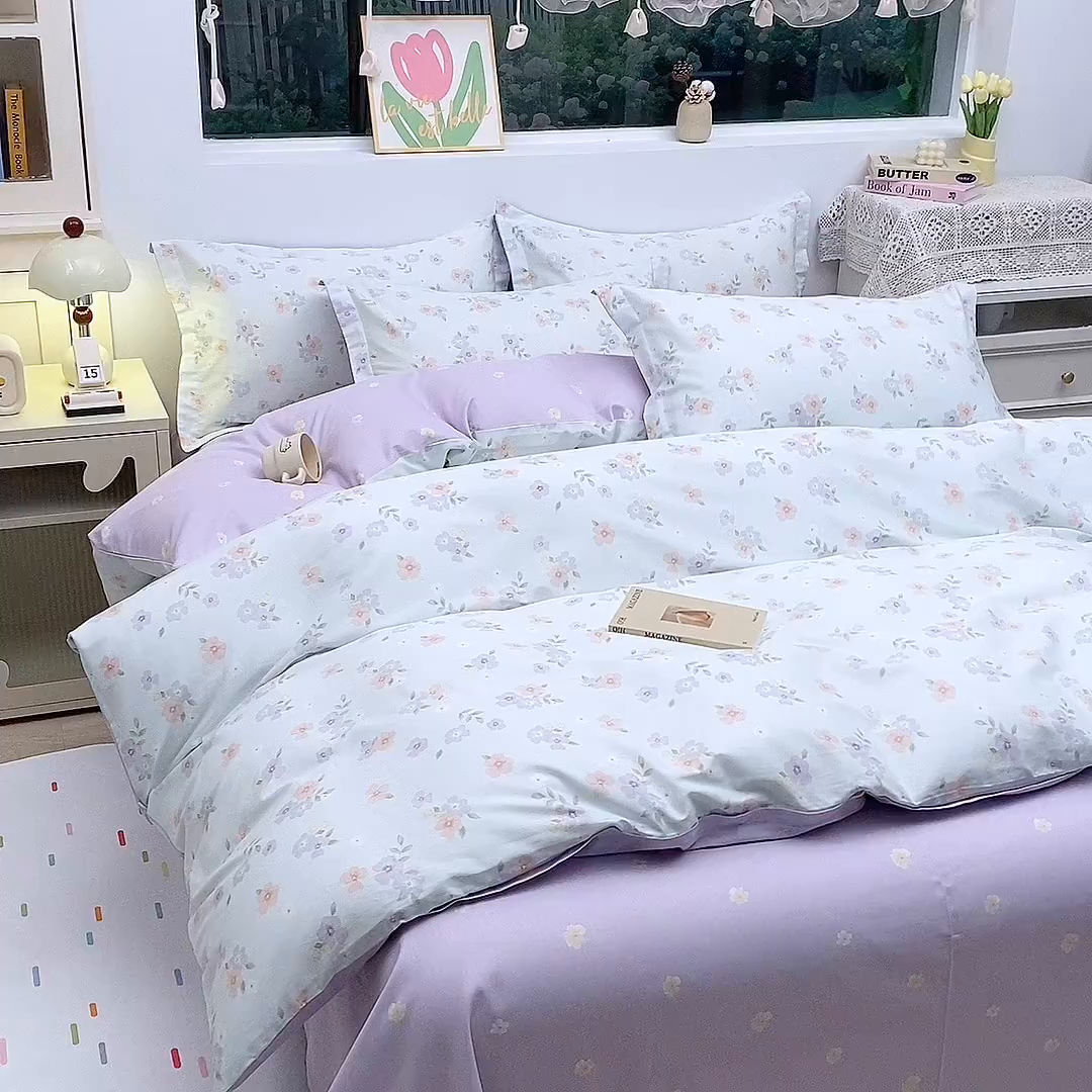 91家纺网 家纺一手货源 找家纺 织写 2026新款A类 四件套纯棉全棉12868    预留缩水尺寸 可妮露-绿