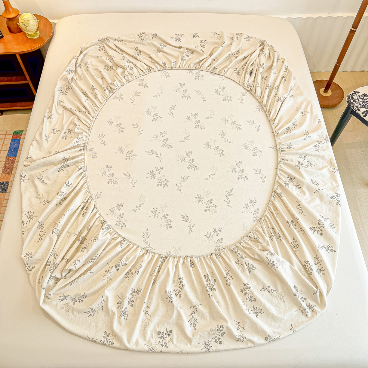 91家纺网 家纺一手货源 找家纺 多乐家纺 2026新款韩系花卉加厚舒柔棉印花单床笠 床笠三件套 南城旧事