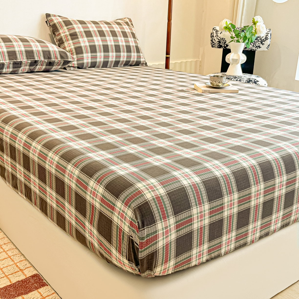 多乐家纺 2026新款韩系花卉加厚舒柔棉印花单床笠 床笠三件套 山野红