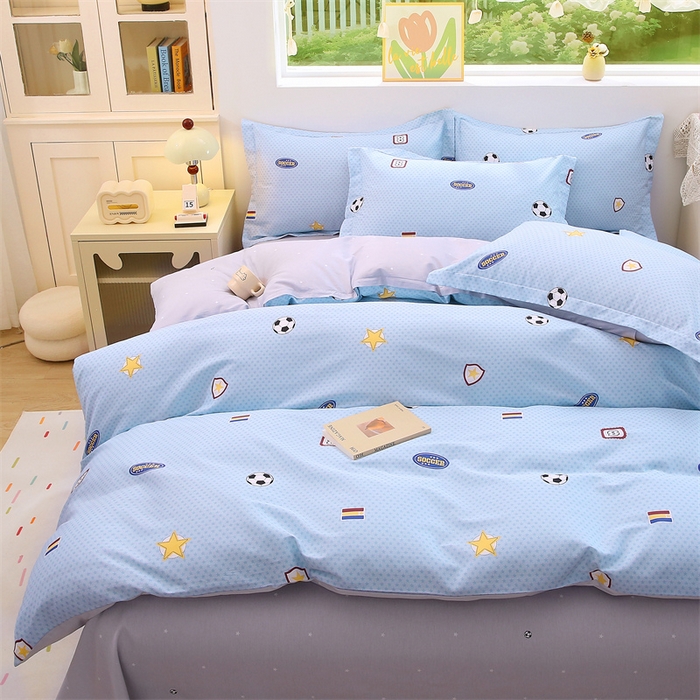 91家纺网 家纺一手货源 找家纺 织写 2026新款A类 四件套纯棉全棉12868    预留缩水尺寸 快乐足球