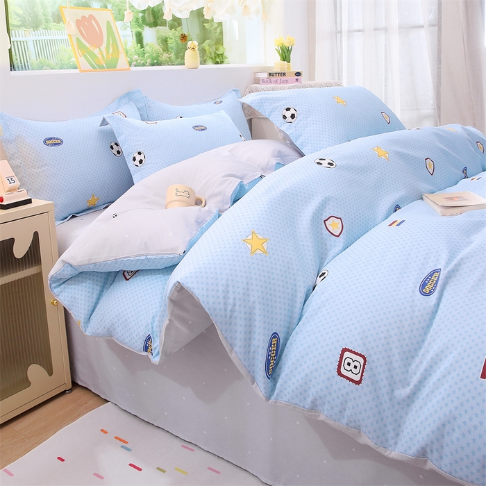 91家纺网 家纺一手货源 找家纺 织写 2026新款A类 四件套纯棉全棉12868    预留缩水尺寸 快乐足球