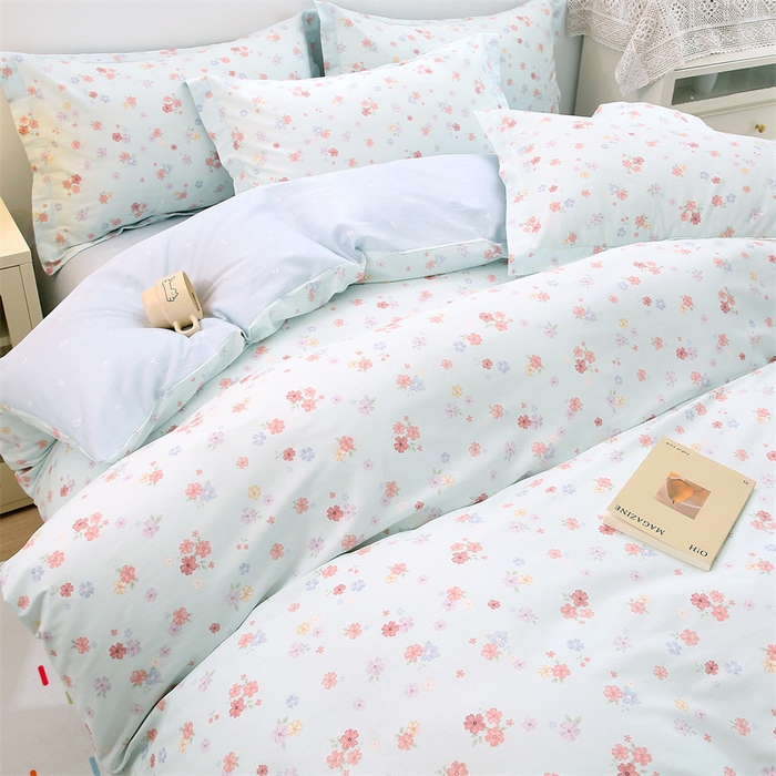 91家纺网 家纺一手货源 找家纺 织写 2026新款A类 四件套纯棉全棉12868    预留缩水尺寸 流绪微梦-蓝