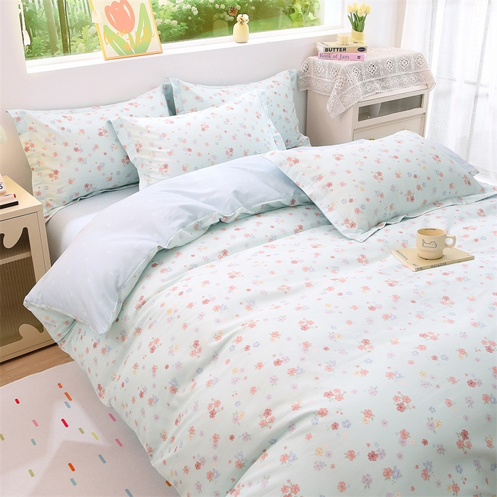 91家纺网 家纺一手货源 找家纺 织写 2026新款A类 四件套纯棉全棉12868    预留缩水尺寸 流绪微梦-蓝