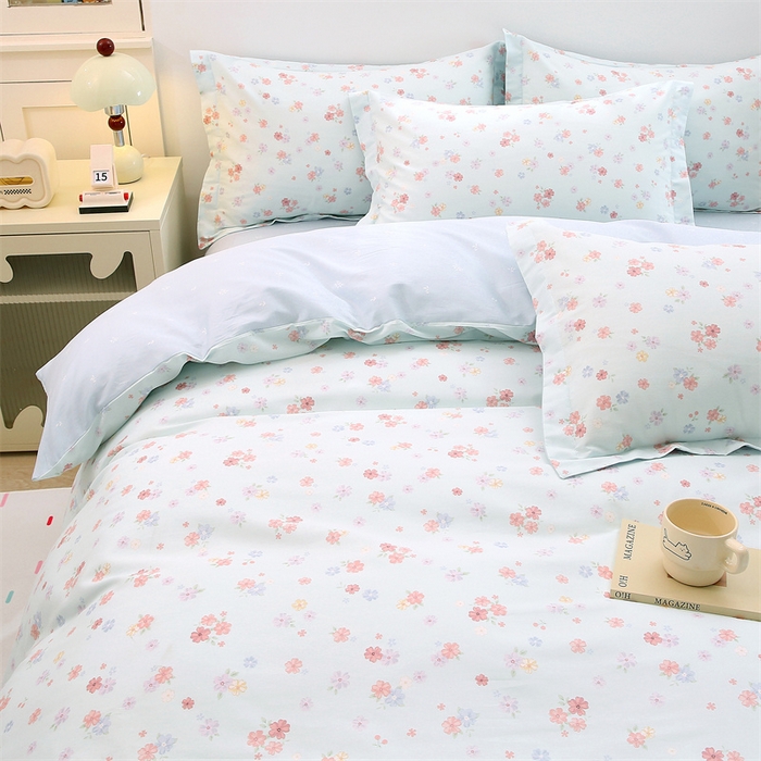 91家纺网 家纺一手货源 找家纺 织写 2026新款A类 四件套纯棉全棉12868    预留缩水尺寸 流绪微梦-蓝