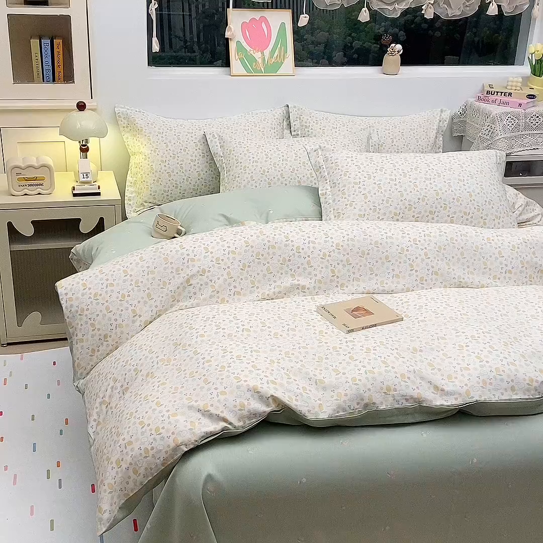 91家纺网 家纺一手货源 找家纺 织写 2026新款A类 四件套纯棉全棉12868    预留缩水尺寸 落日暮年-米